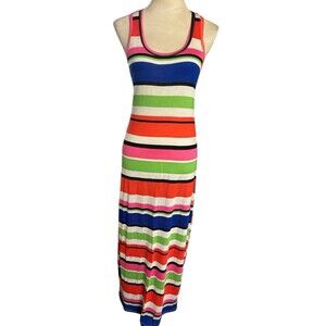 Poetry Womens Maxi Dress Racerback Striped Multi Sleeveless Pullover Size S ?